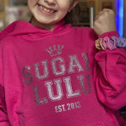 DARK PINK HOODIE WITH SILVER GLITTER - pick your logo & length