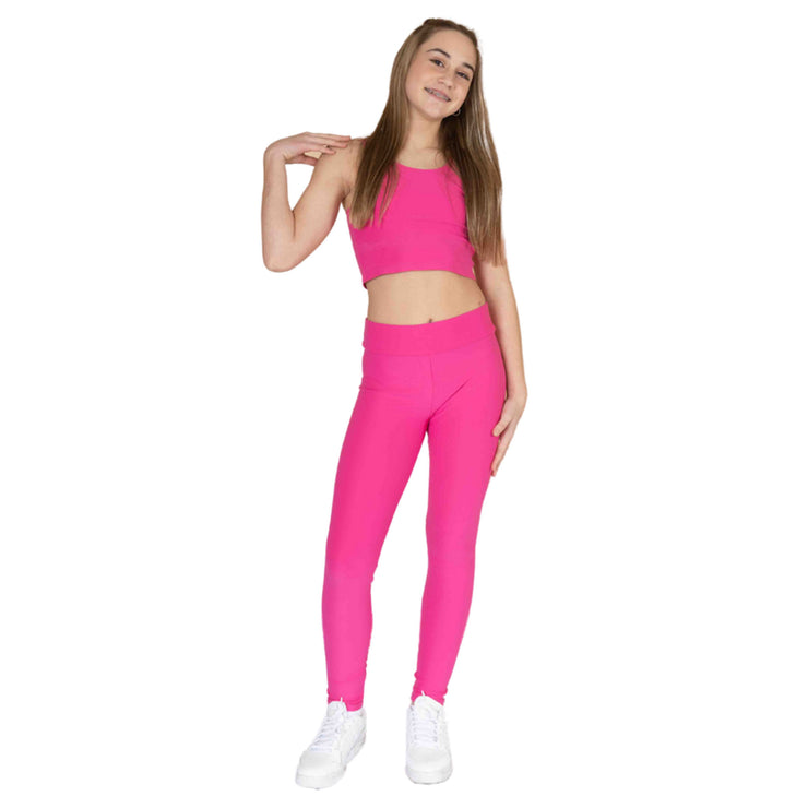 Luouse Girls Stretch Leggings Yoga Pants 3 Pack Set, Pink/Purple