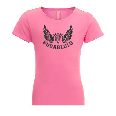 Signature Wings PINK Tee with Charcoal logo
